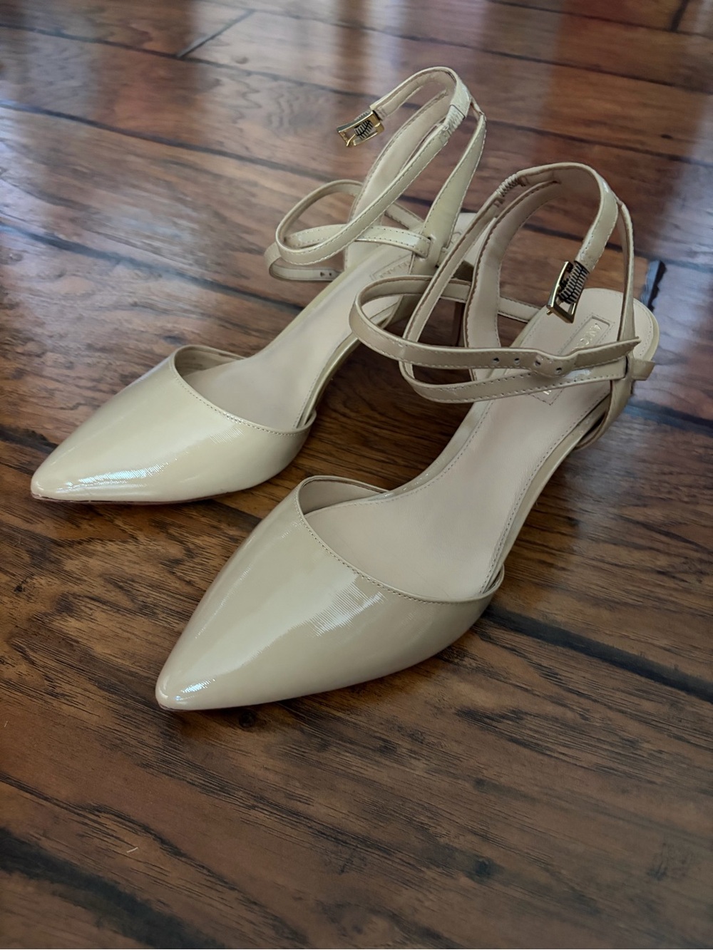 ANTONIO MELANI Nude Patent Pointed-Toe Ankle-Strap Pumps Size 9